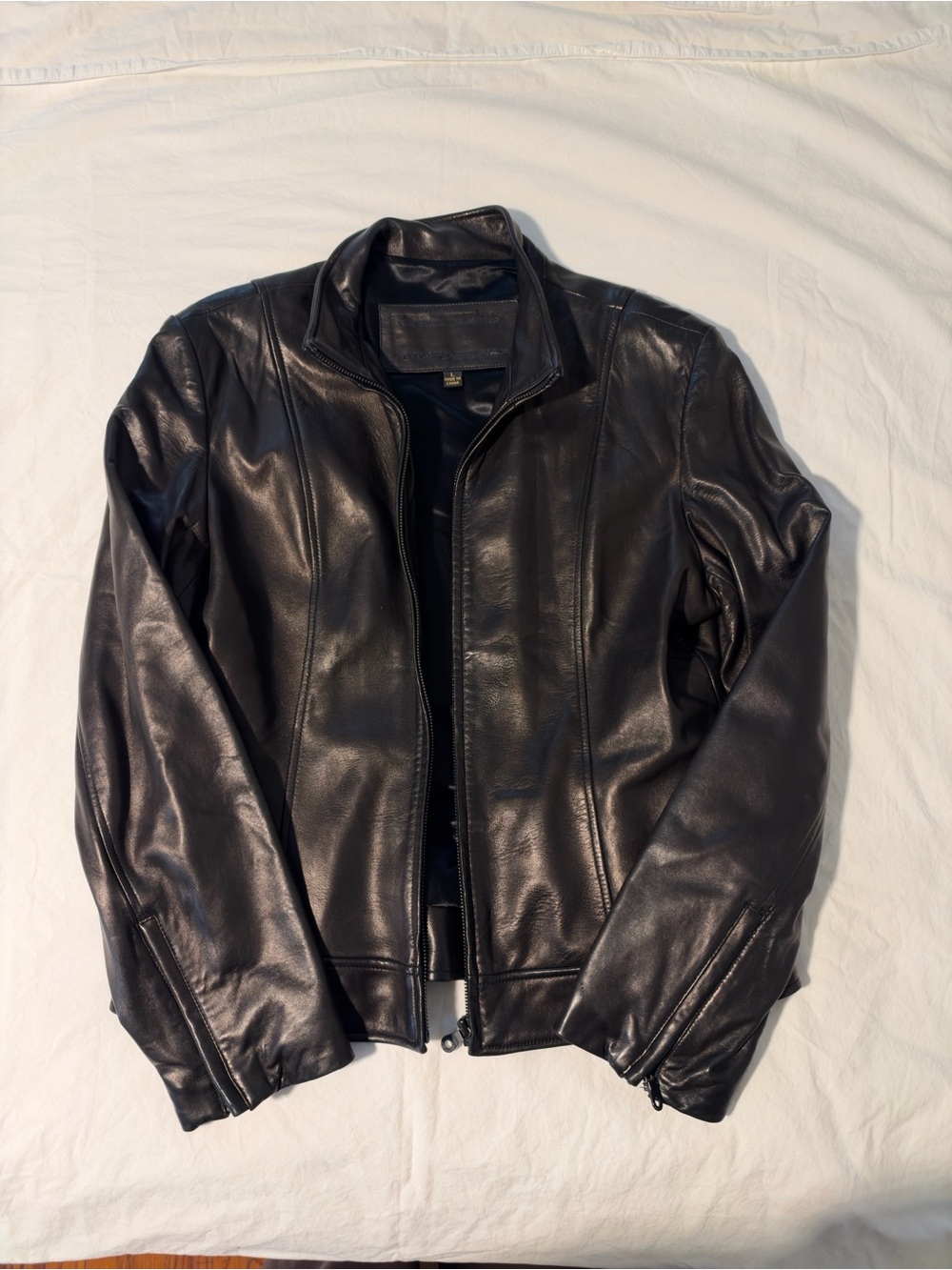 Women’s Black Leather Jacket - Classic Zip Front